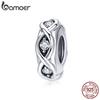 BAMOER Стерлинговое серебро 925 пробы с прозрачным фианитом Infinity Love Charm подходит для брендового браслета и браслетов из тибетского серебра