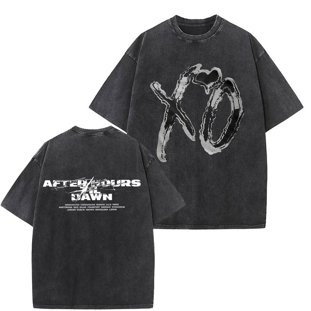 The Weeknd After Hours Til Dawn Stadium Tour 2026 Print Vintage Washed Tshirt Men Women Hiphop Fashion Cotton Harajuku Tshirt