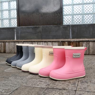 Женские непромокаемые ботинки от дождя, утепленные нескользящие водонепроницаемые ботинки, бархатные теплые ботинки для верхней одежды, цельнолитые резиновые ботинки для работы на кухне