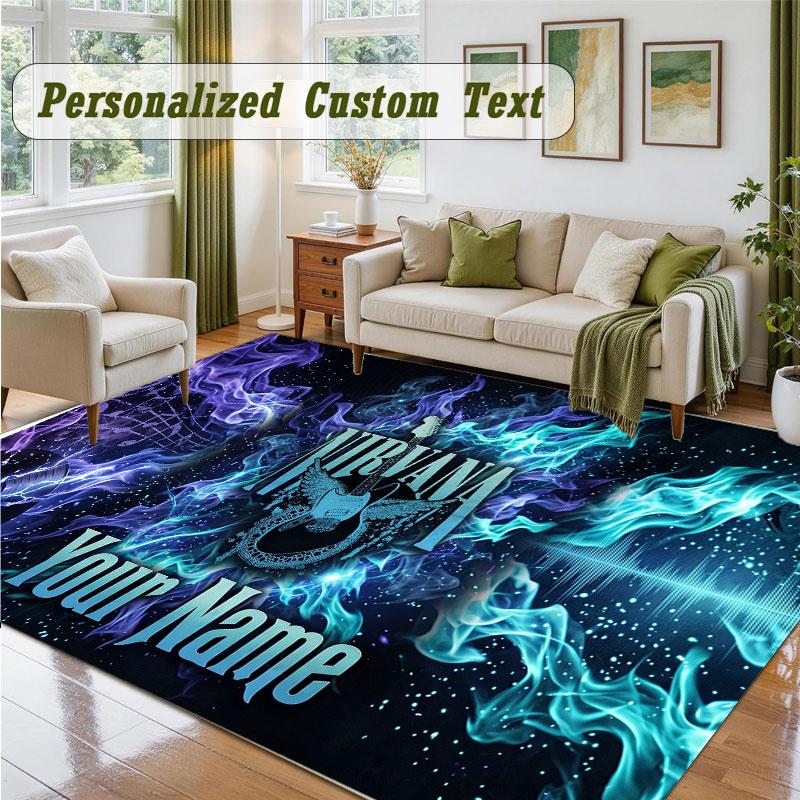 Crystal Velvet Square Rug Custom NameNirvana Pattern Non Slip Home Floor Decor Rug