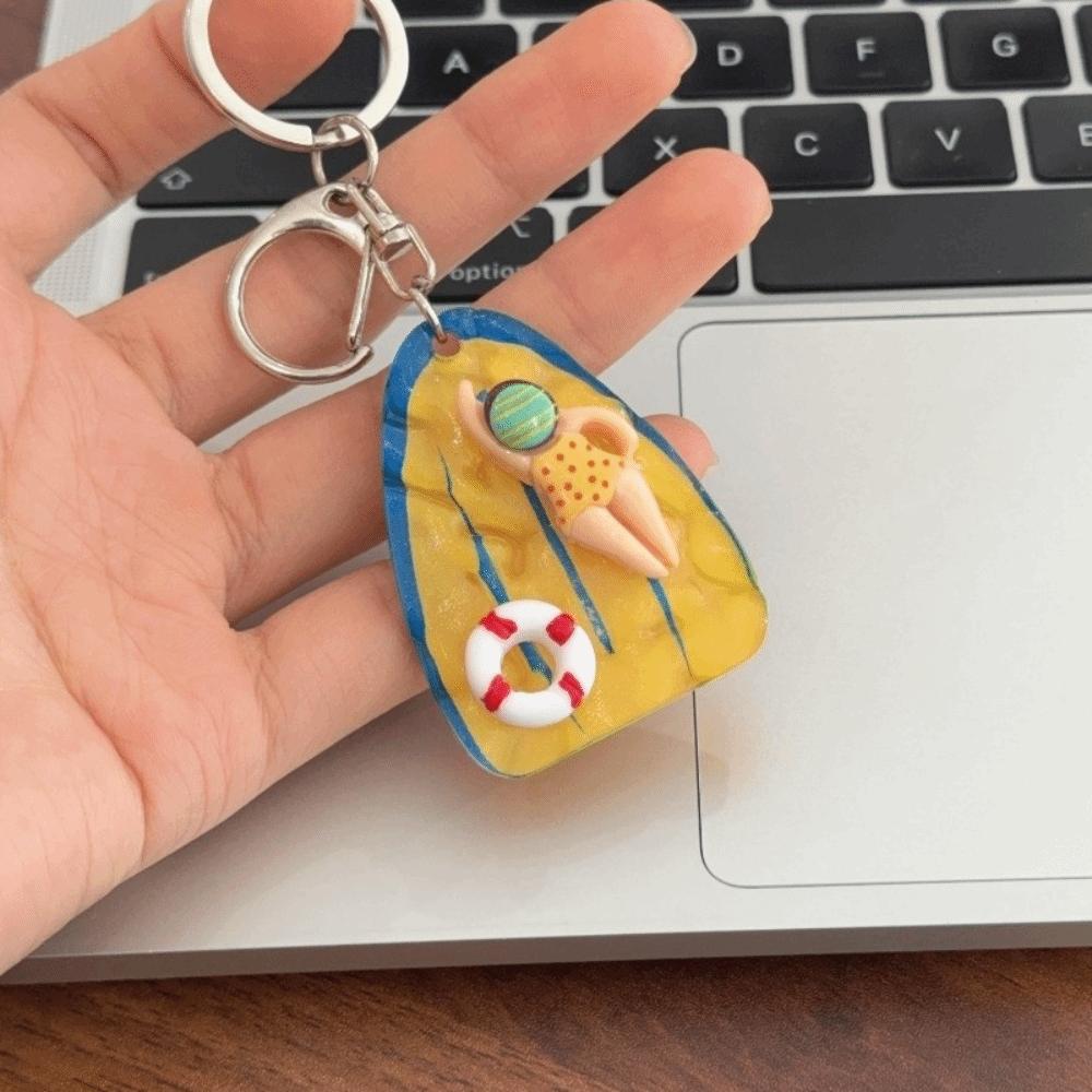 Zinc Zinc Alloy Pool Floating Board Keychain Blue Yellow Bag Charm Small Swimming Figure Pendant Summer