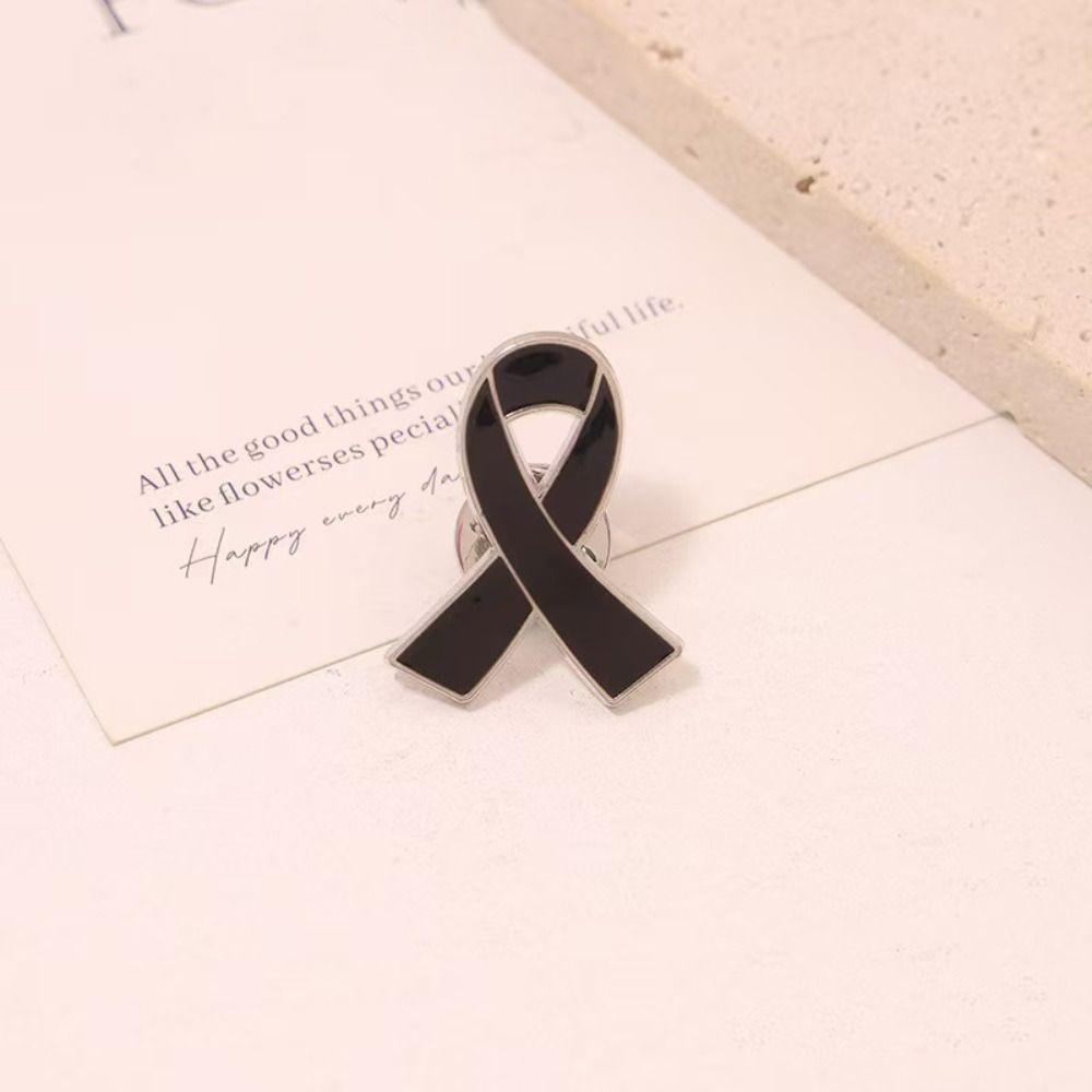 Skin Cancer Black Ribbon Pin Melanoma Cancer Black Bow Brooch Pin Women Men