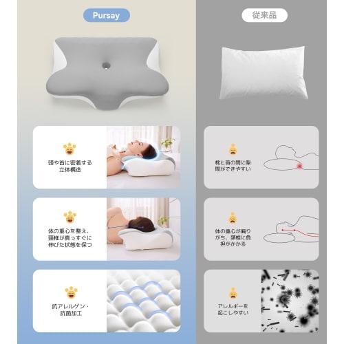 Pursay Pillow: Relieves Neck Pain and Prevents Sneezing. Adjustable Height Memory Foam Pillow with Ergonomic 3D Design, Neck Support, and Excellent Br