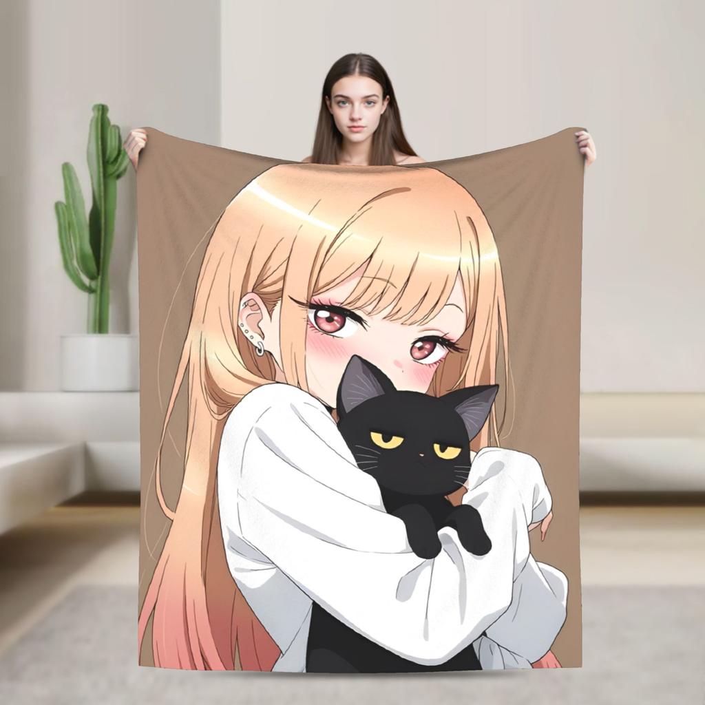 Japan Anime Marin Kitagawa Girl Blanket Multi-size Super Soft Cozy Throw Blankets for Sofa Couch and Bed