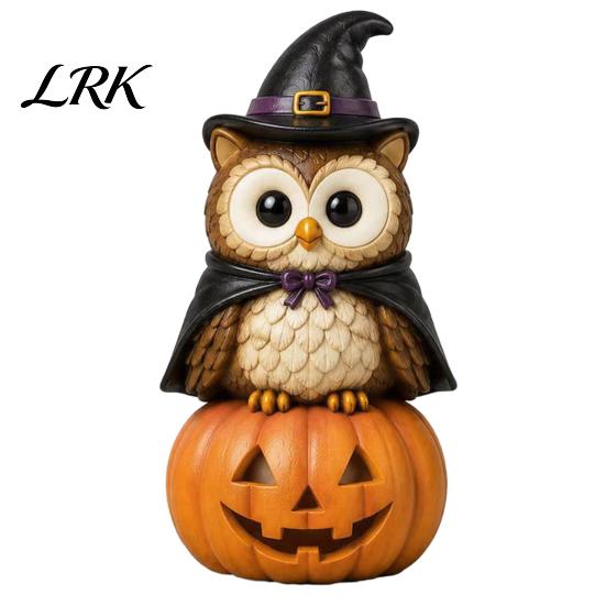 Мультяшная фигурка кошки, Винтажная деревянная фигурка на Хэллоуин, Деревенская фигурка ведьмы, зомби, совы, лягушки, Настольное праздничное украшение для комнаты, Фермерский многоуровневый