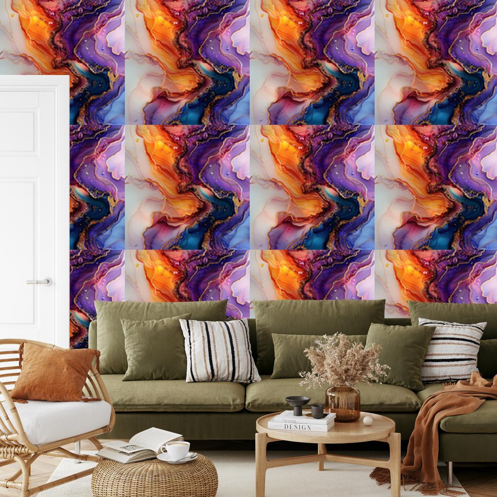 Ink Red and Purple Wallpaper for Living Room and Bedroom 50x1000