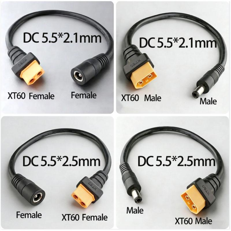 1PCModel Airplane Players XT60 Male And Female to DC5521/5.5*2.5mm Male And Female Head 1.5AWG 15ft/0.3M Adapter Cable Essential