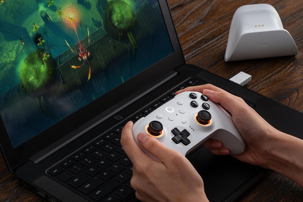 8BitDo Ultimate 2 Bluetooth Controller for 2 Windows Switch Pro Controller with TMR Switchable Hall Vibration and Motion RGB Fire Ring Switch/Switch &