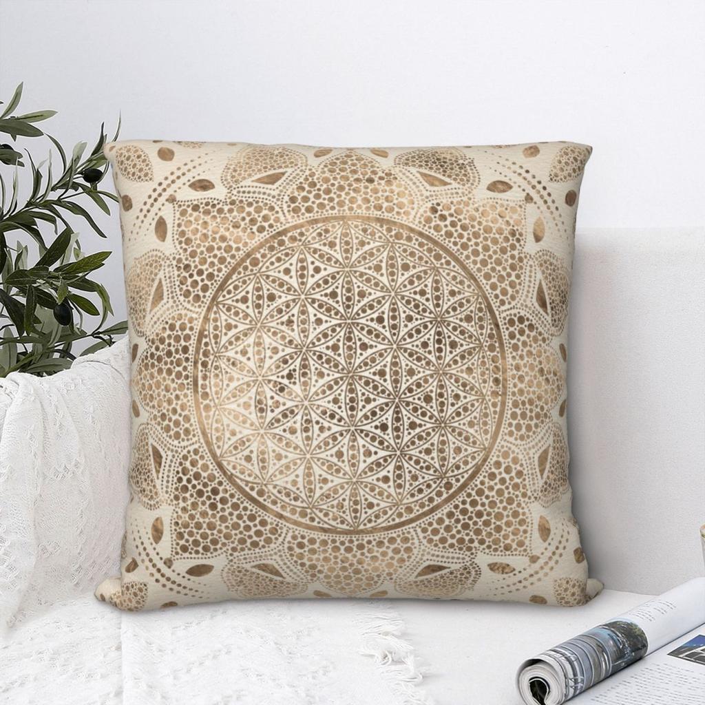 Цветок Жизни в точечной росписи лотоса Золотая мандала Наволочка с принтом Чехол для подушки Декорация Наволочка для диванной подушки Обложка для дома