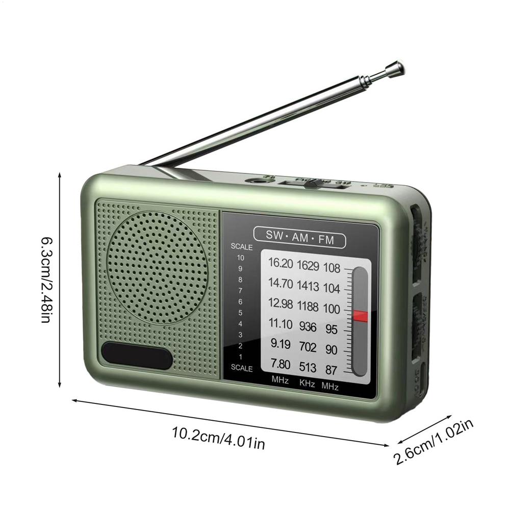 Маленькое коротковолновое радио Перезаряжаемое погодное радио AM Коротковолновое радио Полный диапазон Отличный прием Аудиооборудование Разъем для наушников