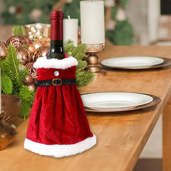 Рождественская винная бутылка, чехол, бутылка красного вина, юбка, одежда с поясом, аксессуары для вина ручной работы, праздничное украшение для дома