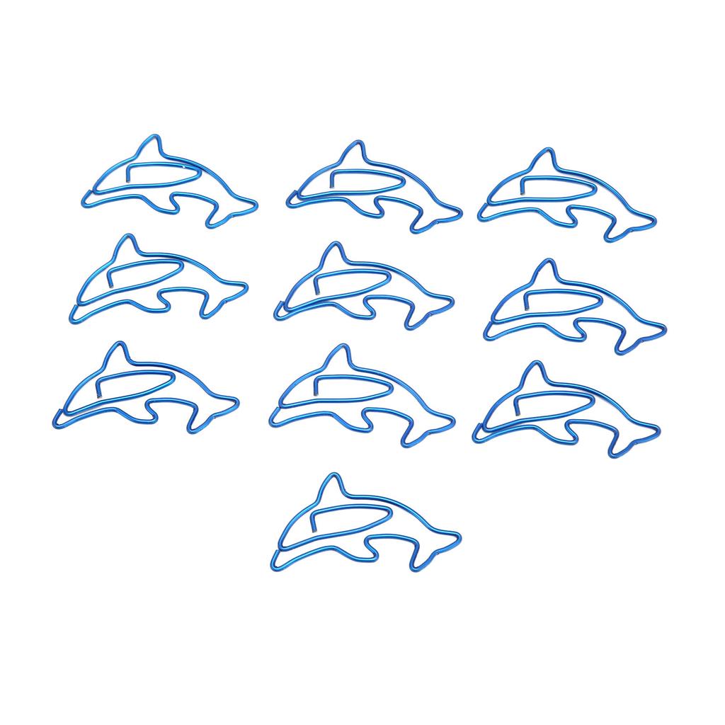 100Pcs Paper Clips Unique Dolphin Shape Lightweight Portable Electroplating Process Metal Paperclip