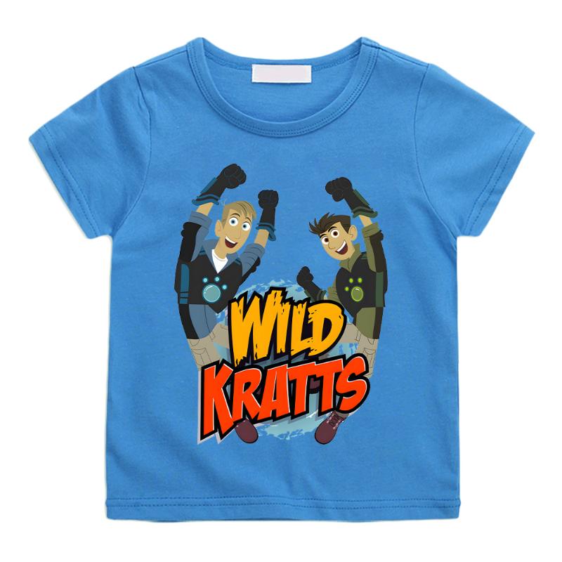 Футболка с рисунком Wild Kratts с принтом аниме, новая хлопковая футболка для детей, забавный топ с героями мультфильмов, классная одежда для мальчиков с коротким рукавом