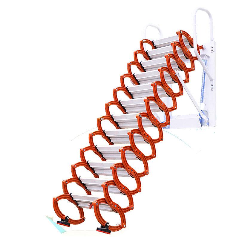 Indoor/Outdoor Wall-Mounted Retractable Attic Staircase Handrail Ladder