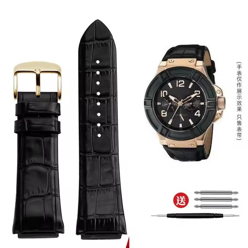 Для мужской серии часов Guess W0040G1\W0040G2\W0040G3 Пряжка-игла Синий Розовое золото Пряжка 22 мм Натуральная кожа Коровы Ремешок для часов