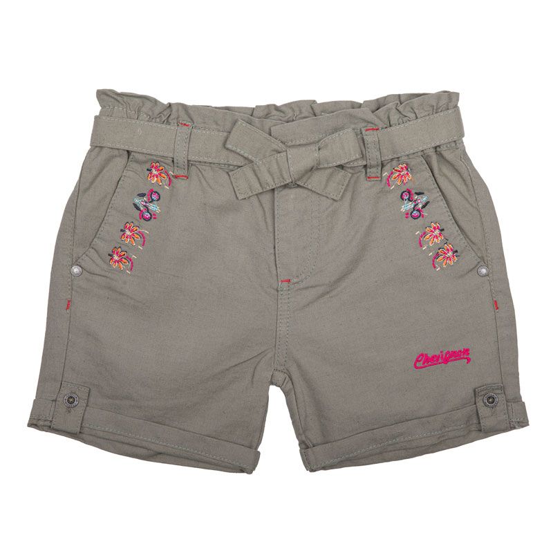Хлопковые шорты с поясом и цветочным узором Детский CHEVIGNON
