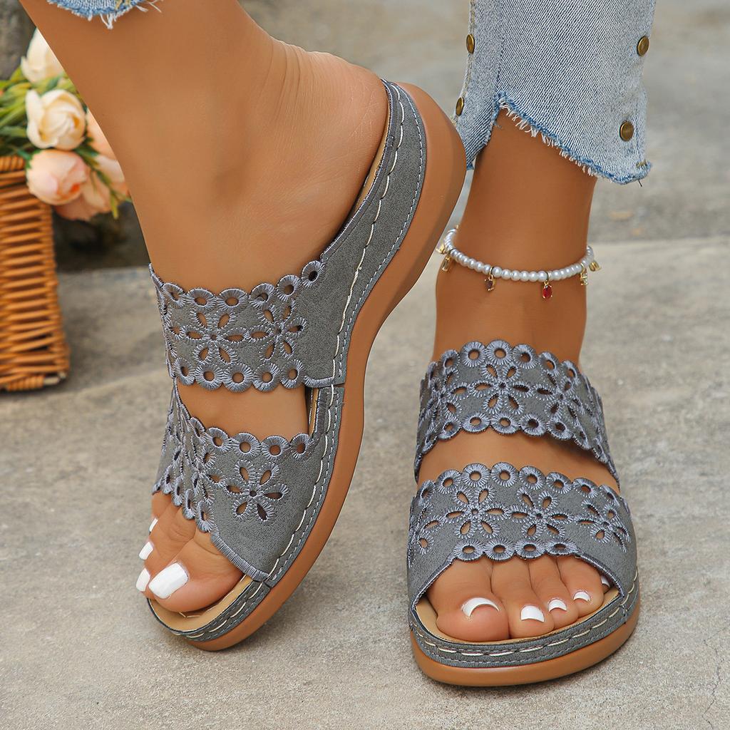 Туфли с вырезами Тапочки на одно плечо Повседневные шлепанцы на толстой подошве и танкетке