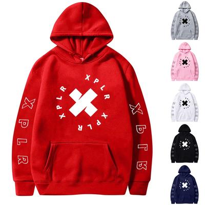 Женская однотонная толстовка с капюшоном и длинным рукавом с принтом