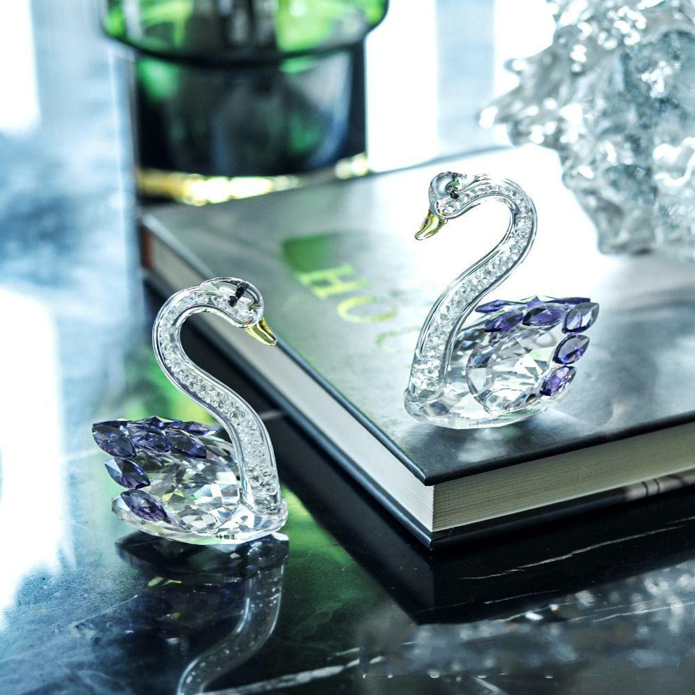 Creative Crystal Swans Ornaments Desktop Decoration Miniature Gift Diamond Swans Crafts Small Statue Elegant