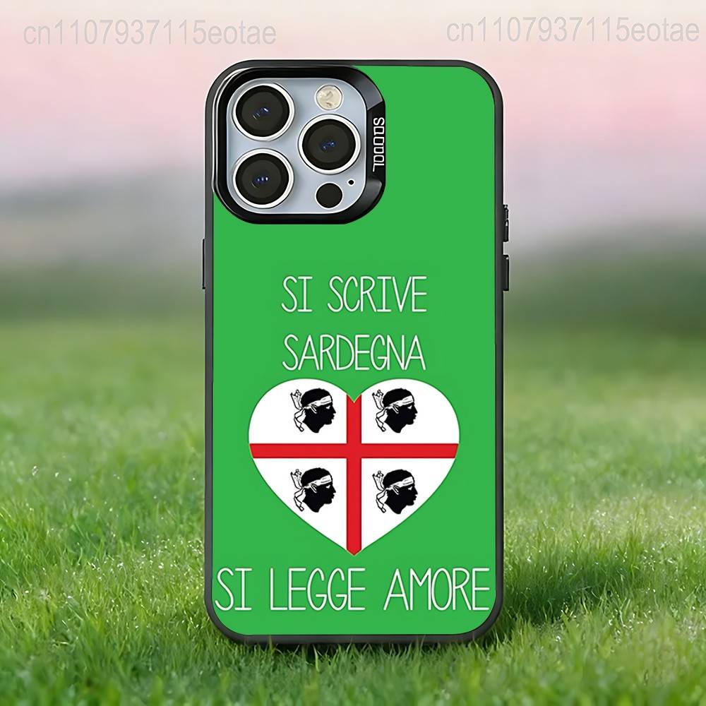 Flag of Sardinia COOL  Phone Case For iPhone 17,16,15,14,13,12,11,Pro,Max,Plus,E,Air,Mini Black Tpu IMD Cover