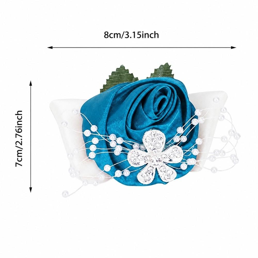 2pcs Diamond Rose Wrist Corsage Rose Red Wedding Corsage Beautiful Hand Flower For Bridesmaid