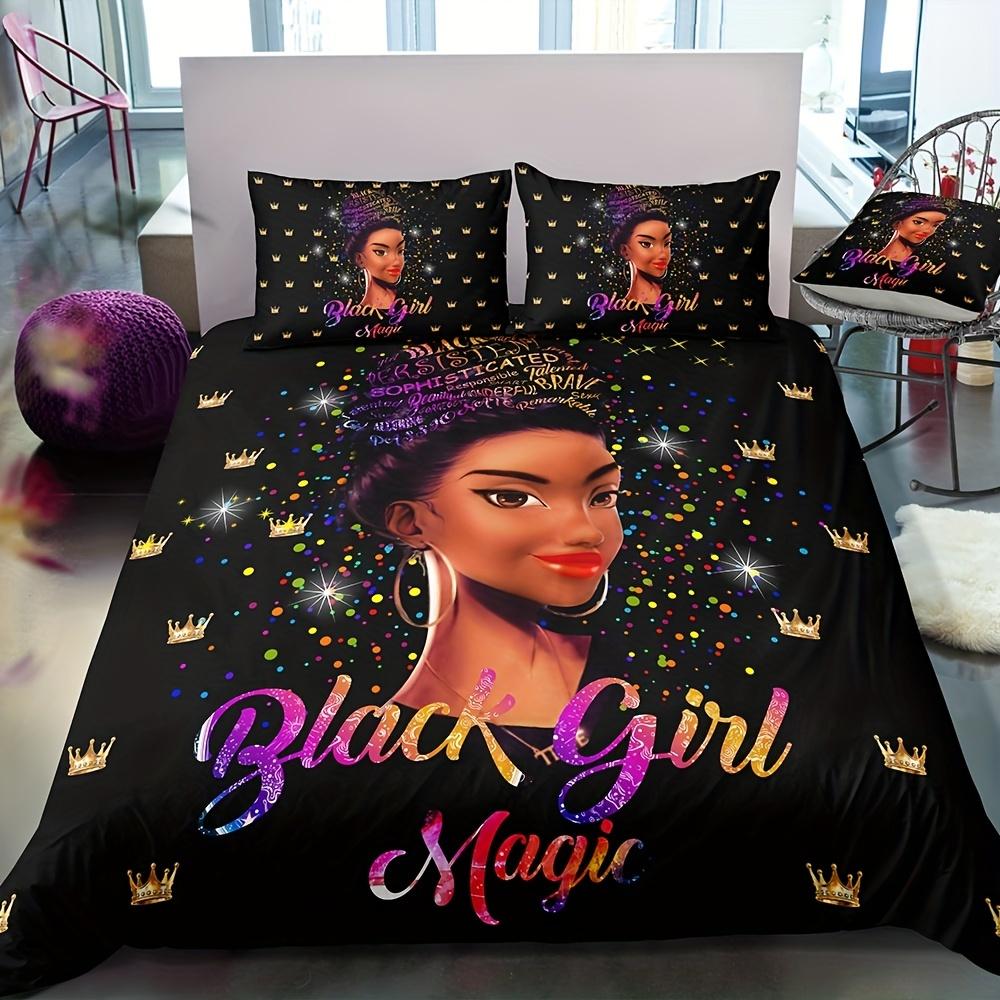3Pcs African American Girl Duvet Cover Set - Soft And Cozy Bedding For Bedroom And Guest Room (1Pc Duvet Cover + 2Pc Pillowcase)