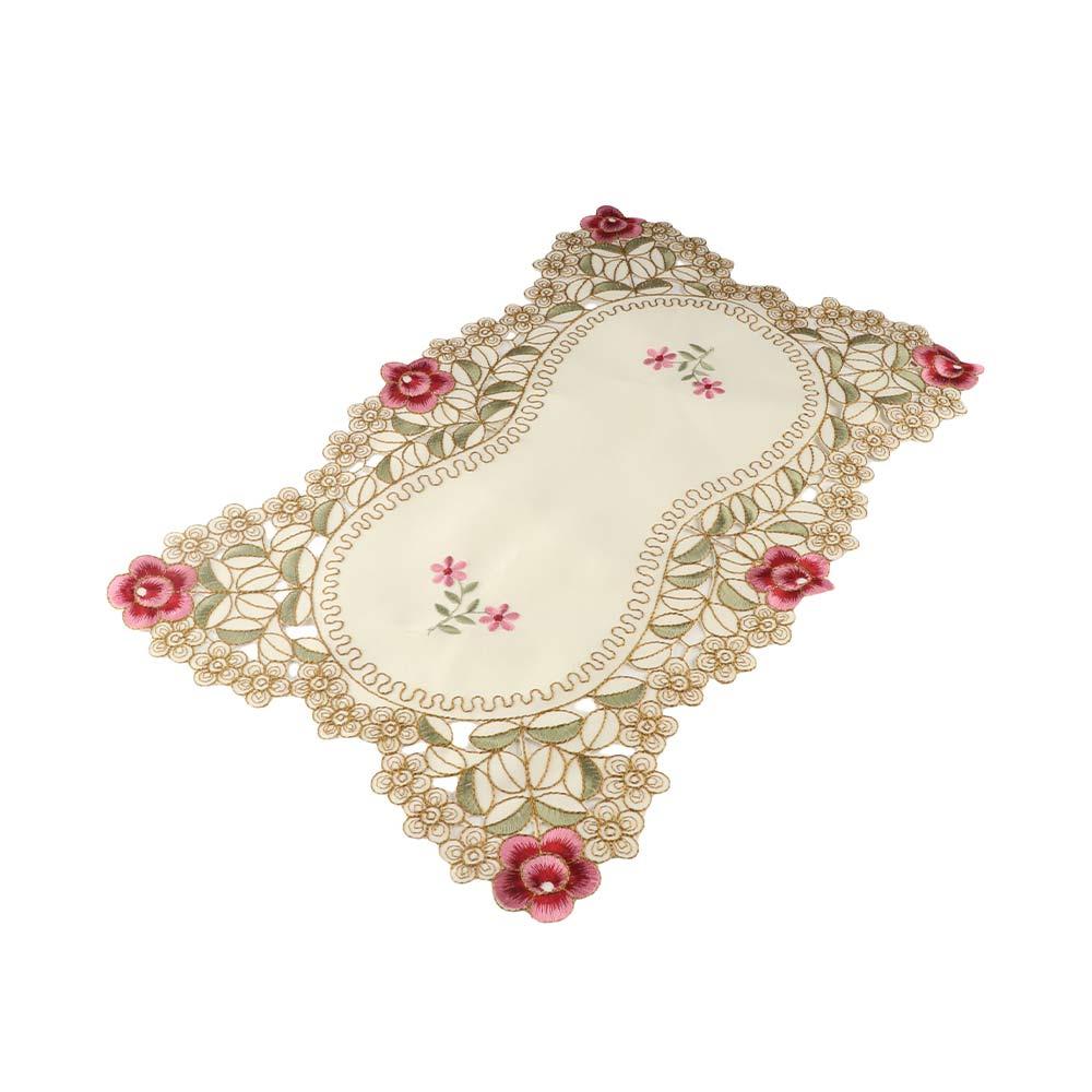 Большая вышитая кружевная салфетка из ткани, нескользящая, цветочная, подставка под обеденный стол, отель