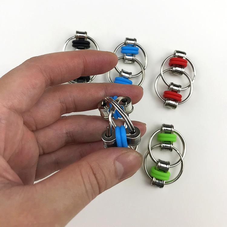 Metal Flip Chain Fidget Cube Focus EDC Unlimited Rotating Stress Relief Keychain Toy Sensory Anxiety Relief for Adults with ADHD