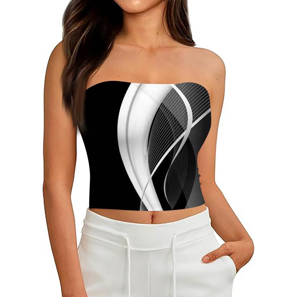 Crop Tops For Women Sexy Cami Tank Summer Tube Sleeveless Printed Camisole Shirt Vest