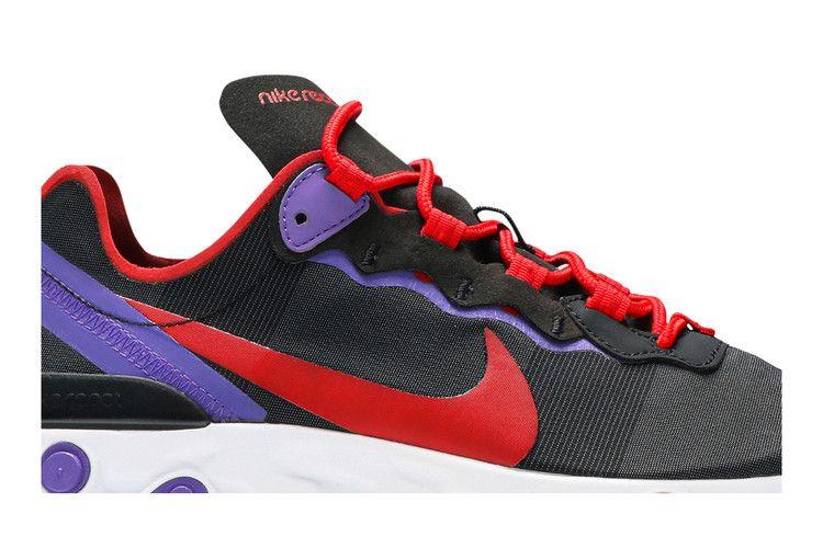 Женские кроссовки Nike React Element 55 Черный Университетский Красный (Женский) Черный/Университетский красный/Фиолетовый/