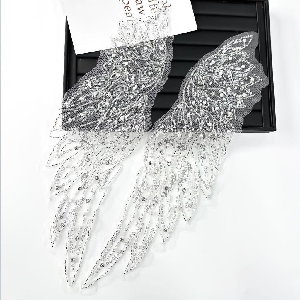 Mesh Beads Hand Sewn Diy Full Diamond Wings Corsage A Pair Of Collar Flower Clothing Wedding Dress Lace Applique Ins