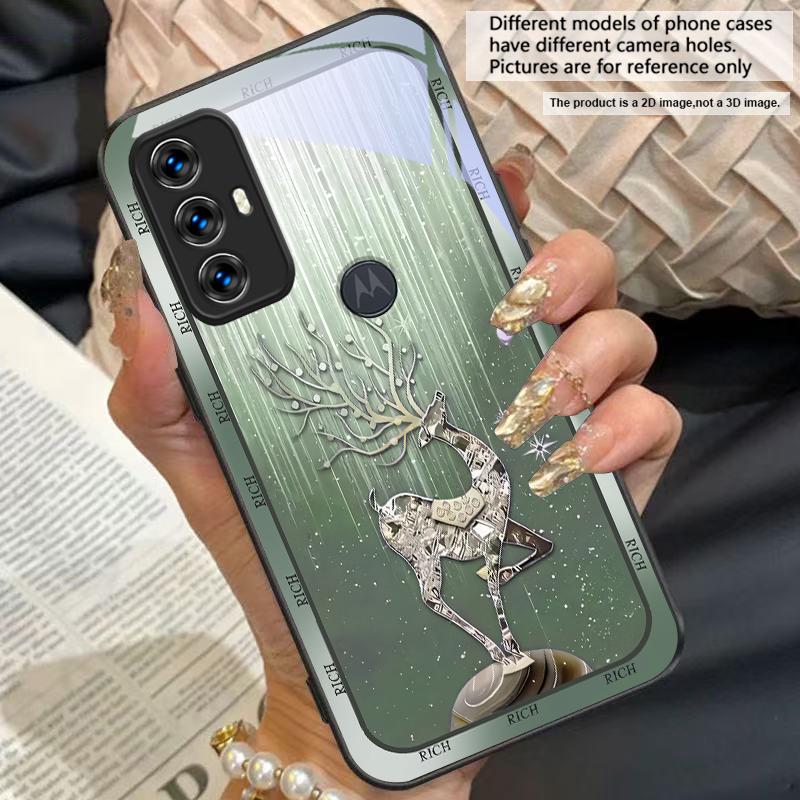 Чехол-наклейка «Звездная ночь с оленем» для Motorola Moto Edge 20 Lite 30 Pro 40 Neo 50 Ultra X30 Pro G14 G22 G24 G75 G84 G85 Стеклянный чехол для телефона