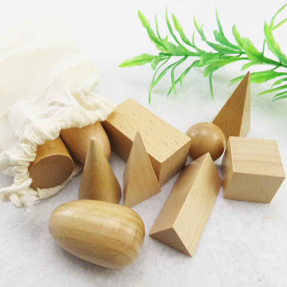 10Pcs/Set Solids Aids Kids Geometric Educational Wooden Learning Toy