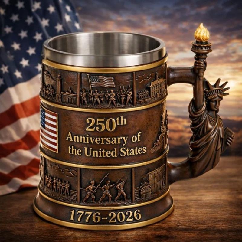 Independence 250th Anniversary Commemorative Edition Statue of Liberty Torch Commemorative Resin Mug, Preferred Gift for Giving