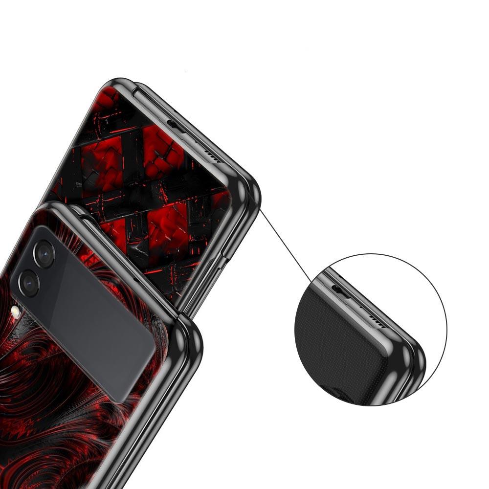 Black Red Ripple Art Hard PC Phone Case For Samsung Galaxy Z Flip 7 6 5 4 Black Cover For Galaxy Z Flip 3 Foldable Fundas Shell