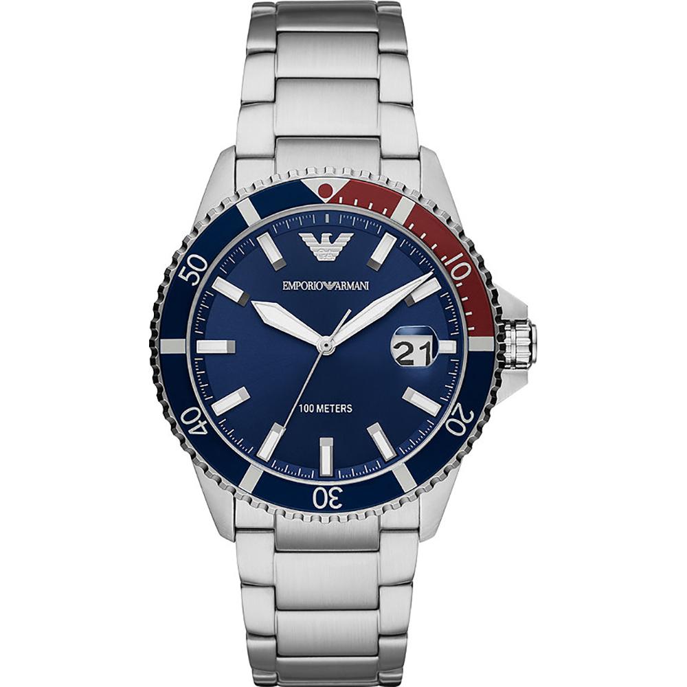 Emporio Armani Мужские кварцевые часы Diver Blue Silver Metal AR11339