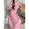 Elegant Figure-Hugging Rose Design Knitted Dress