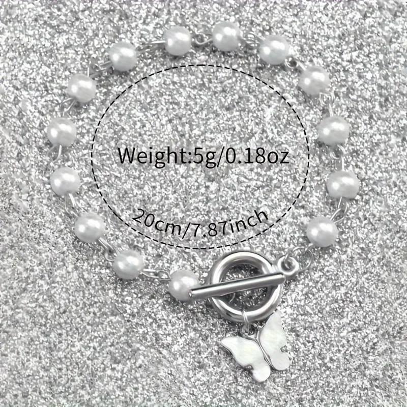 2pcs-Women's Watches Casual Silicone Band Analog Quartz Watch Heart Pearls Jewelry Set(Without Box)