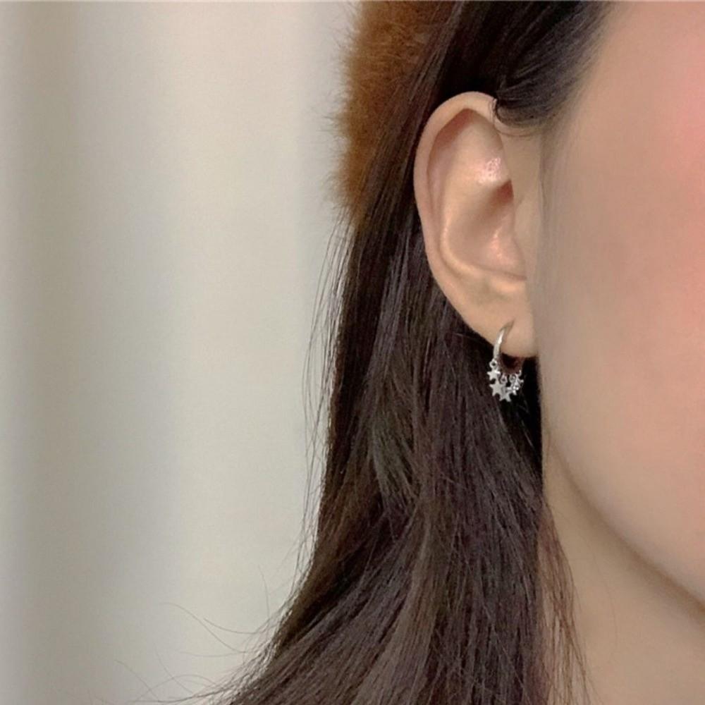 Light Luxury Pentagram Tassel Earrings Cool Small Ear Stud Simple Star Hoop Earrings Party