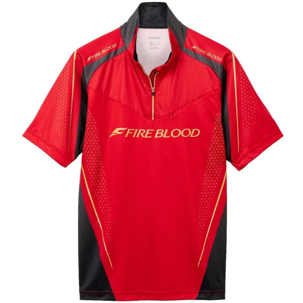 SHIMANO Limited Pro Half Zip Shirt Short Sleeve Blood Red S SH-125W