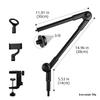 Metal Desktop Tablet & Phone Stand with Cantilever Arm for Streaming, Recording & Microphone Mount