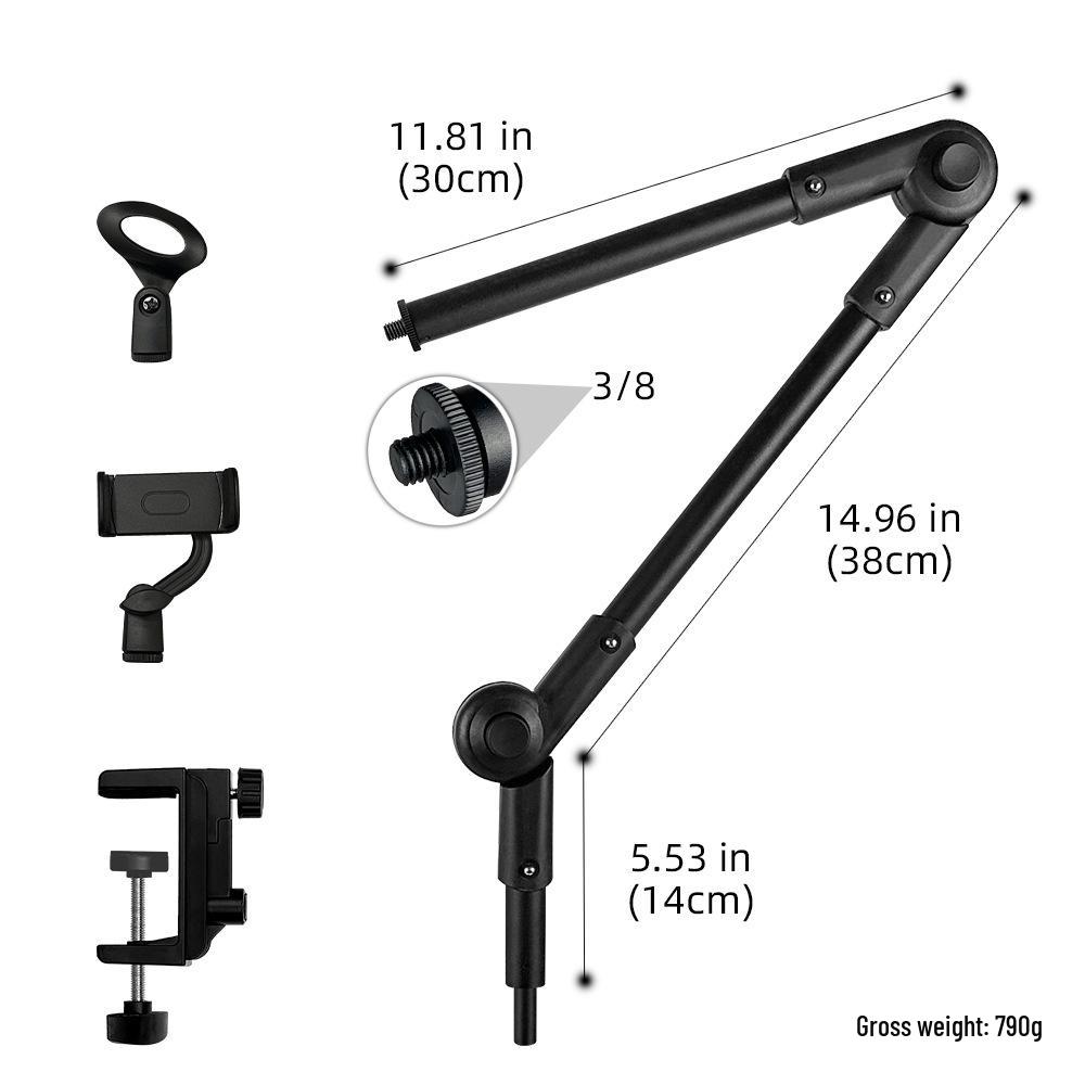 Metal Desktop Tablet & Phone Stand with Cantilever Arm for Streaming, Recording & Microphone Mount