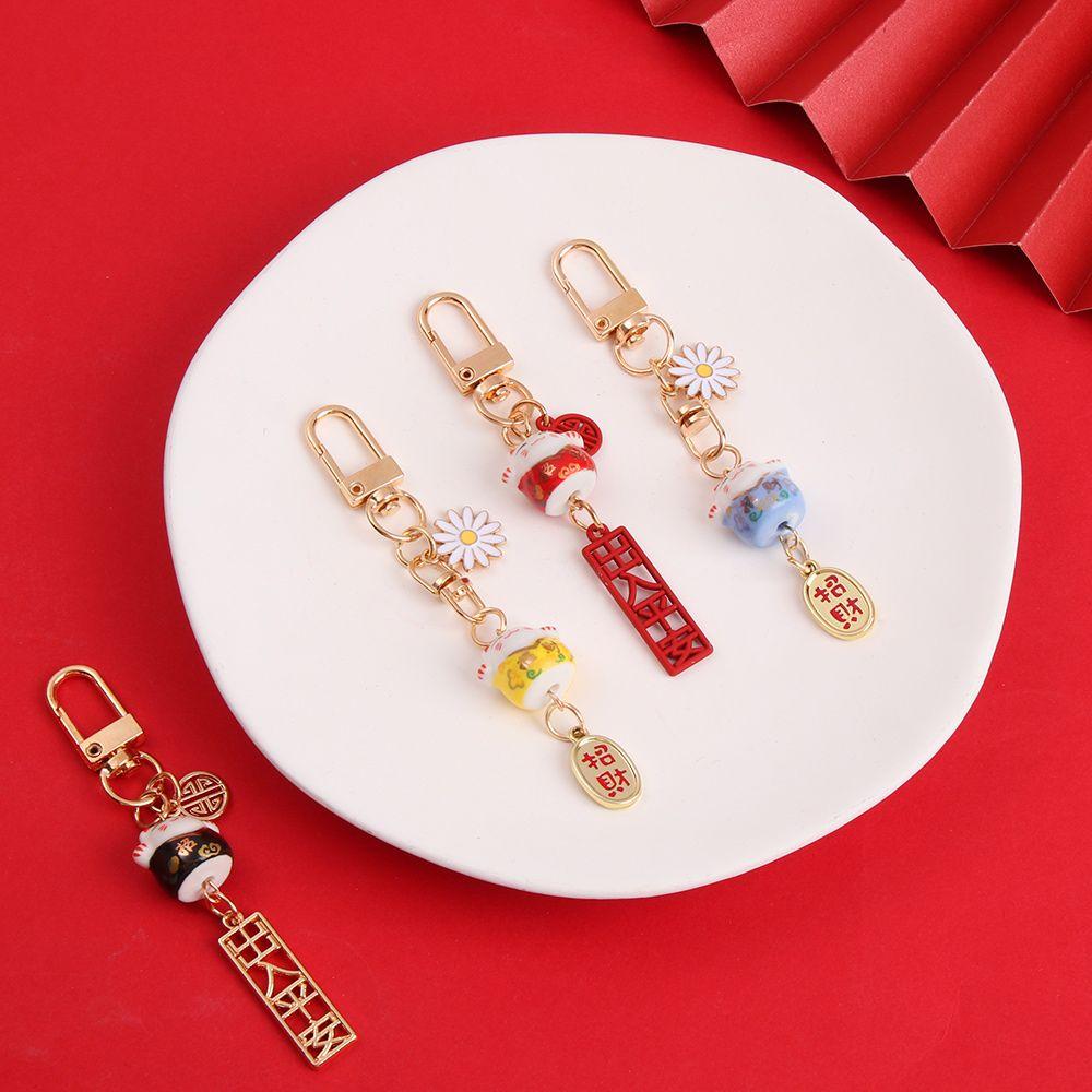 Fashion Cute Car Bag Pendant Fortune Cat Cartoon Japanese Lucky Cat Keychain