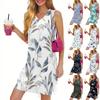V-Neck Summer Casual Beach Dress For Women Vacation Women's Sleeveless Sundress With Split