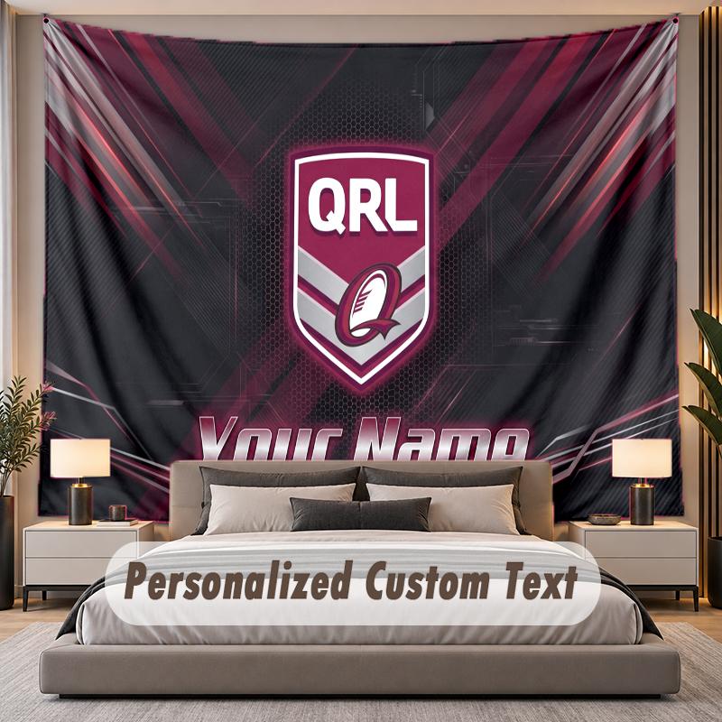Custom Name Text Tapestry Queensland Maroons Personalized Polyester Wall Tapestry For Bedroom And Room