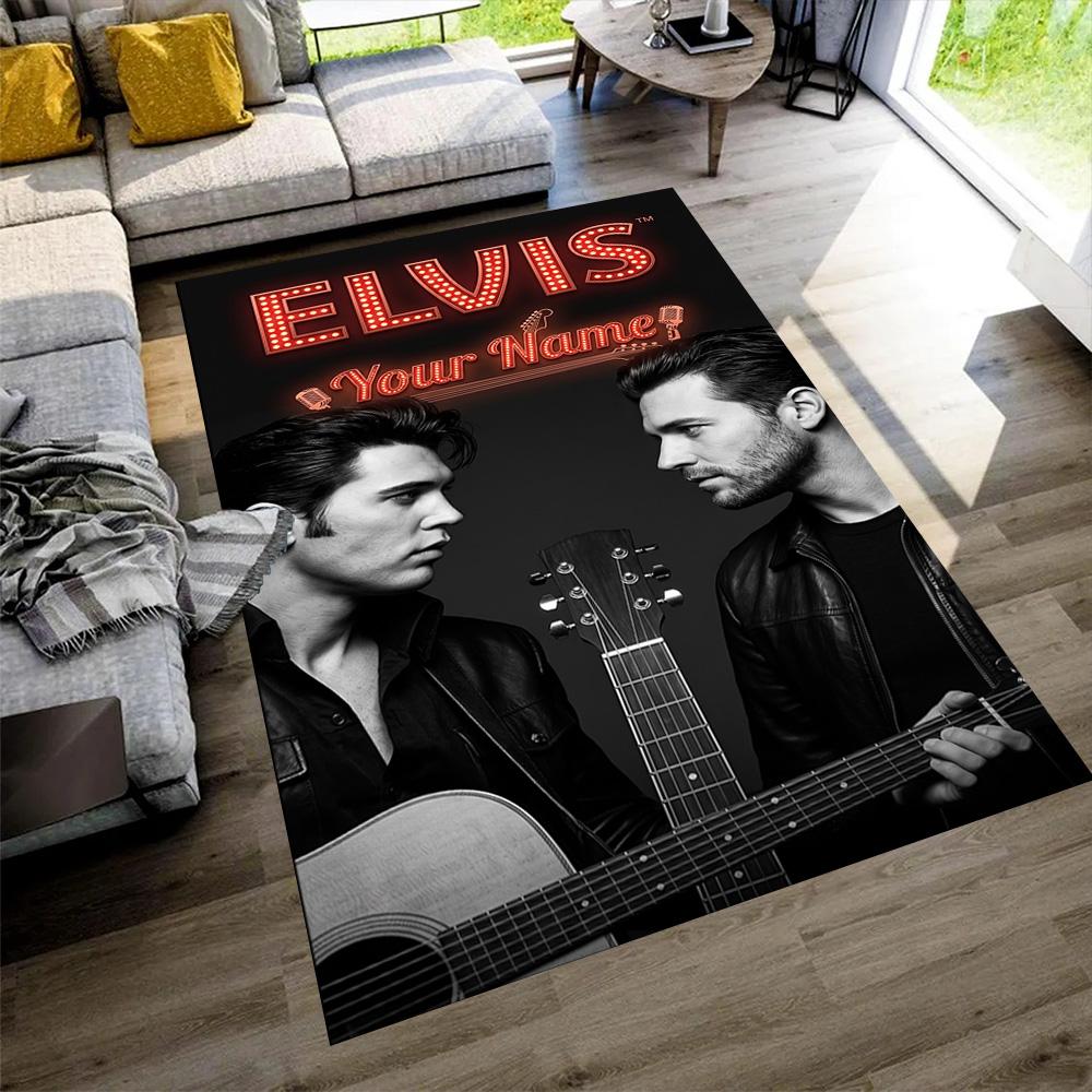 Elvis Presley Personalized Text Floor Rug Office Rug Design for Game Room Balcony Foyer Entryway Anti-slip Rug Decorate Offices Gift for Festivals