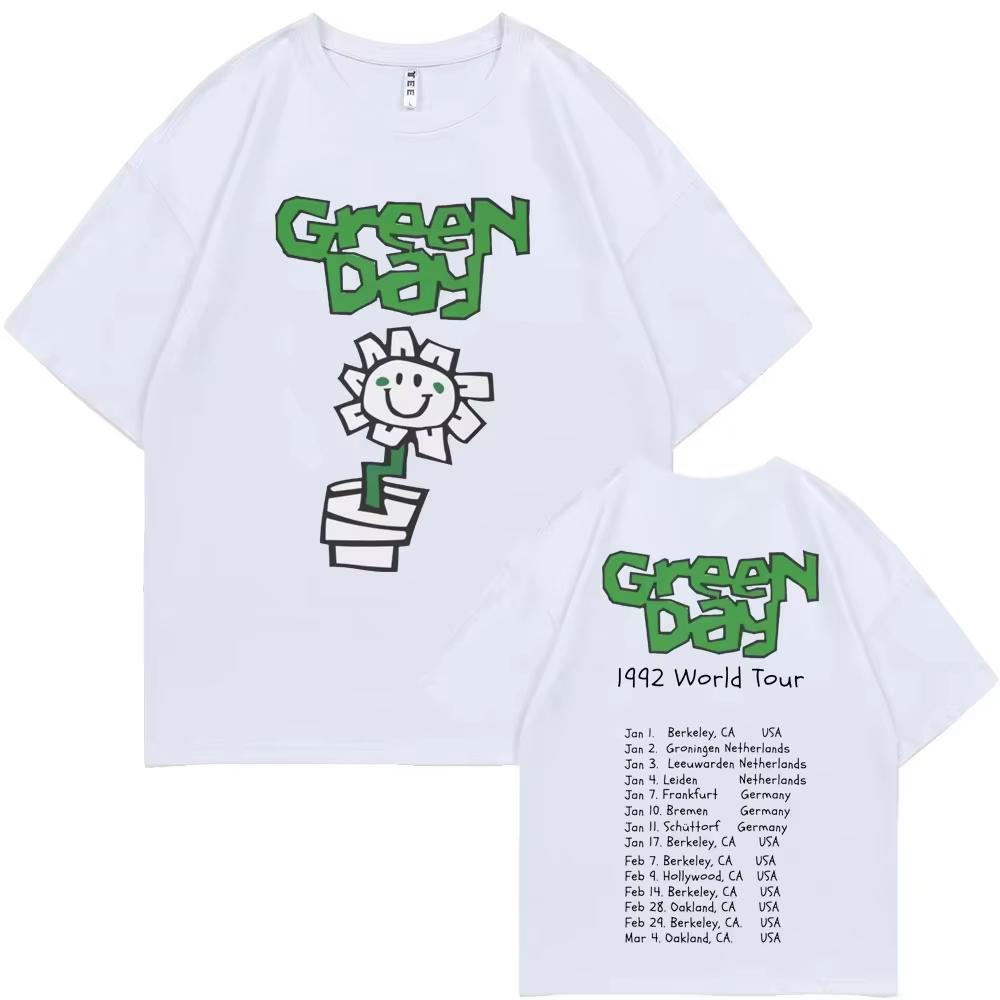 Best Famous Band Green Day 1992 World Tour T Shirts Unisex Unisex Vintage Gothic Rock Tshirt Unisex Cotton Casual Tshirts