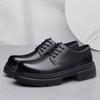 Fashion New Mens Lace-Up Platform Leather Shoes Business Casual Oxfords Thick Sole Breathable Anti-Slip Formal Shoe for Men Wedding Work
