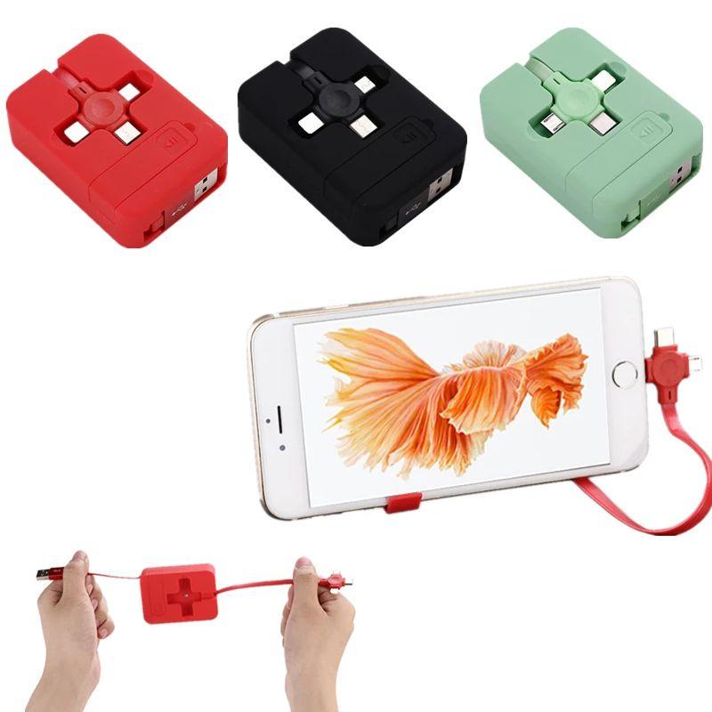 Кабель 3-в-1 для быстрой зарядки для iOS, Micro и Type-C, не запутывающийся дизайн