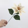 Red Color Artificial Poinsettia Flowers Green Leaves Fake Flowers Decoration  Christmas Decorations